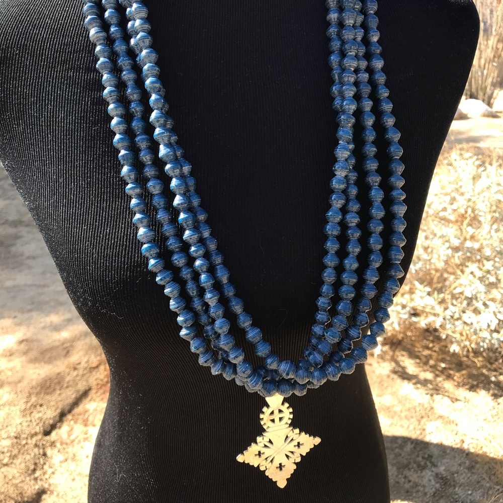 Akola Project Four-Strand Blue Beaded Necklace